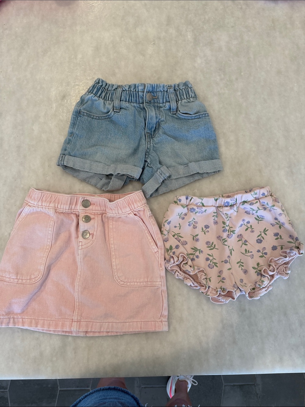 Kids Pink Floral Ruffle Shorts & Skirt Set - Pink